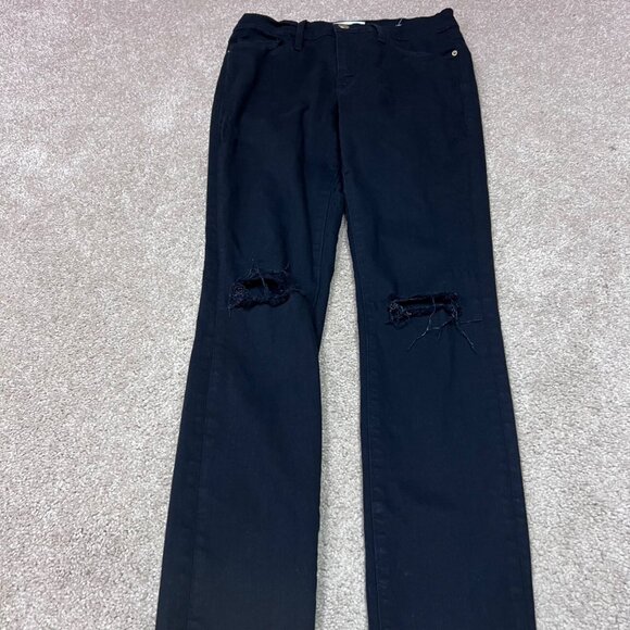 Frame Jegging Le Skinny De Jeanne Women's Black Distressed Size 27 Pockets - Picture 9 of 13